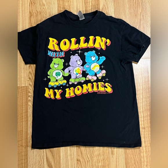 Care Bears Tops - Care Bears “Rollin’ With My Homies” Graphic T-Shirt Black Cotton Retro Cartoon